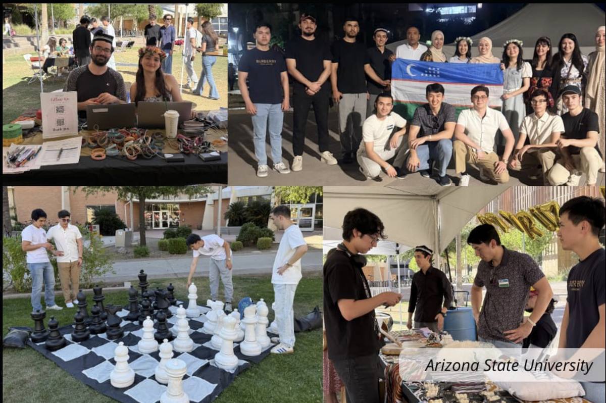 Collage of UZSA events including giant chess and group photos