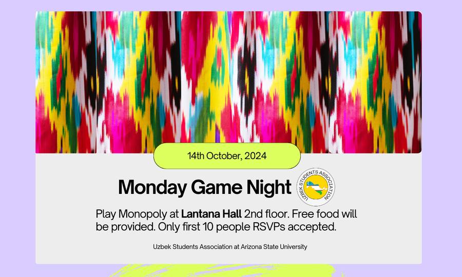 Monday Game Night flyer