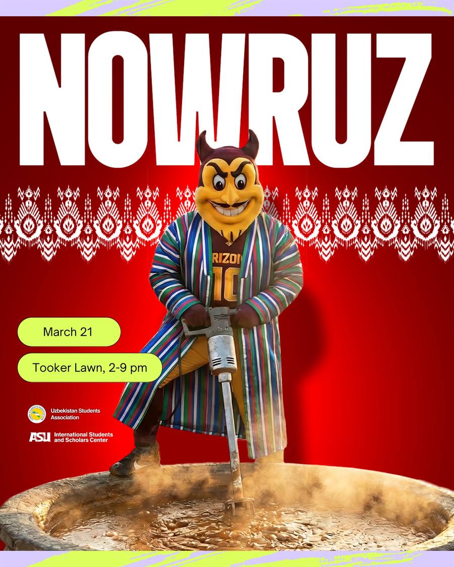 Nowruz 2026 flyer with Sparky cooking sumalak