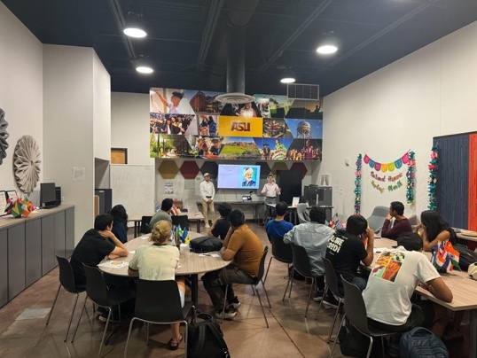 Students gathered at an indoor UZSA game night